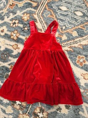 Cat & Jack Red Velvet Dress with Ruffled Straps